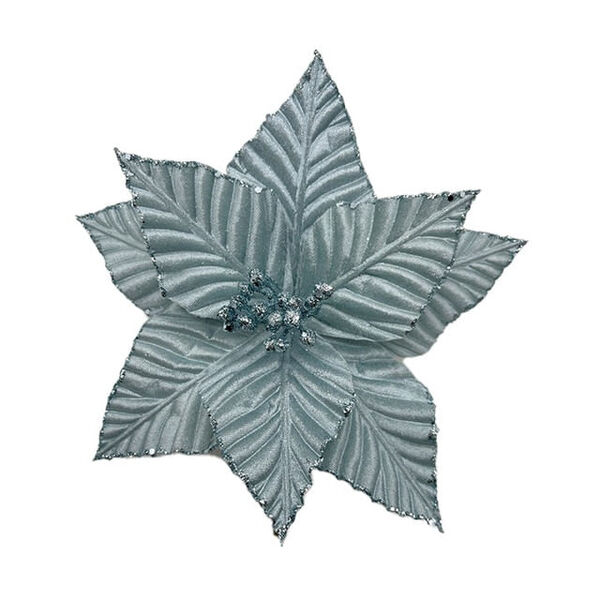 Pick Flor Natalina Azul Claro 15cm | Enfeite De Natal Formosi